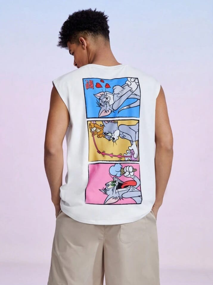 Bonga Boys men's cartoon letter print tank top